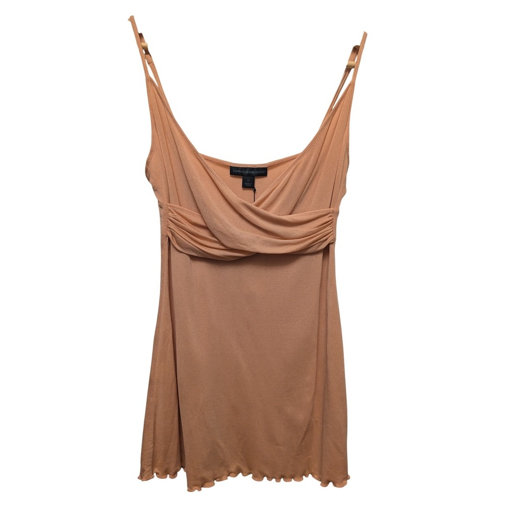 Vintage Y2K Express Design Studio Silk Surplice Lettuce Hem Cami Top Dainty Chic